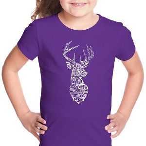 LA Pop Art Girl's Word Art T-shirt - Types of Deer - 1 of 4