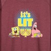 Women's - SpongeBob SquarePants - It's Lit Hanukkah Lightweight French Terry Wide Neck Long Sleeve Shirt - 2 of 4