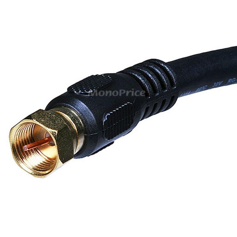 Monoprice Video Cable - 10 Feet - Black | RG6 Quad Shield CL2 Coaxial Cable with F Type Connector, 2 of 3