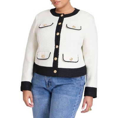 ELOQUII Women's Plus Size Tipping Detail Jacket