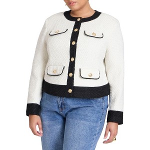ELOQUII Women's Plus Size Tipping Detail Jacket - 1 of 4