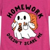 Girls' - Instant Message - Ghost Homework Doesn't Scare Me Fitted Short Sleeve Graphic T-Shirt - 2 of 4