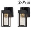 ALOADECOR Modern Outdoor Black Dusk to Dawn Sensor Wall Lantern Sconce with Seeded Glass and built-in GFCI Outlets (¨2 Pack) - 3 of 4