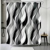 White and Grey Shower Curtain, 72x72 Inch, Modern Abstract Striped Minimalist Waterproof Bath Curtain - 3 of 4