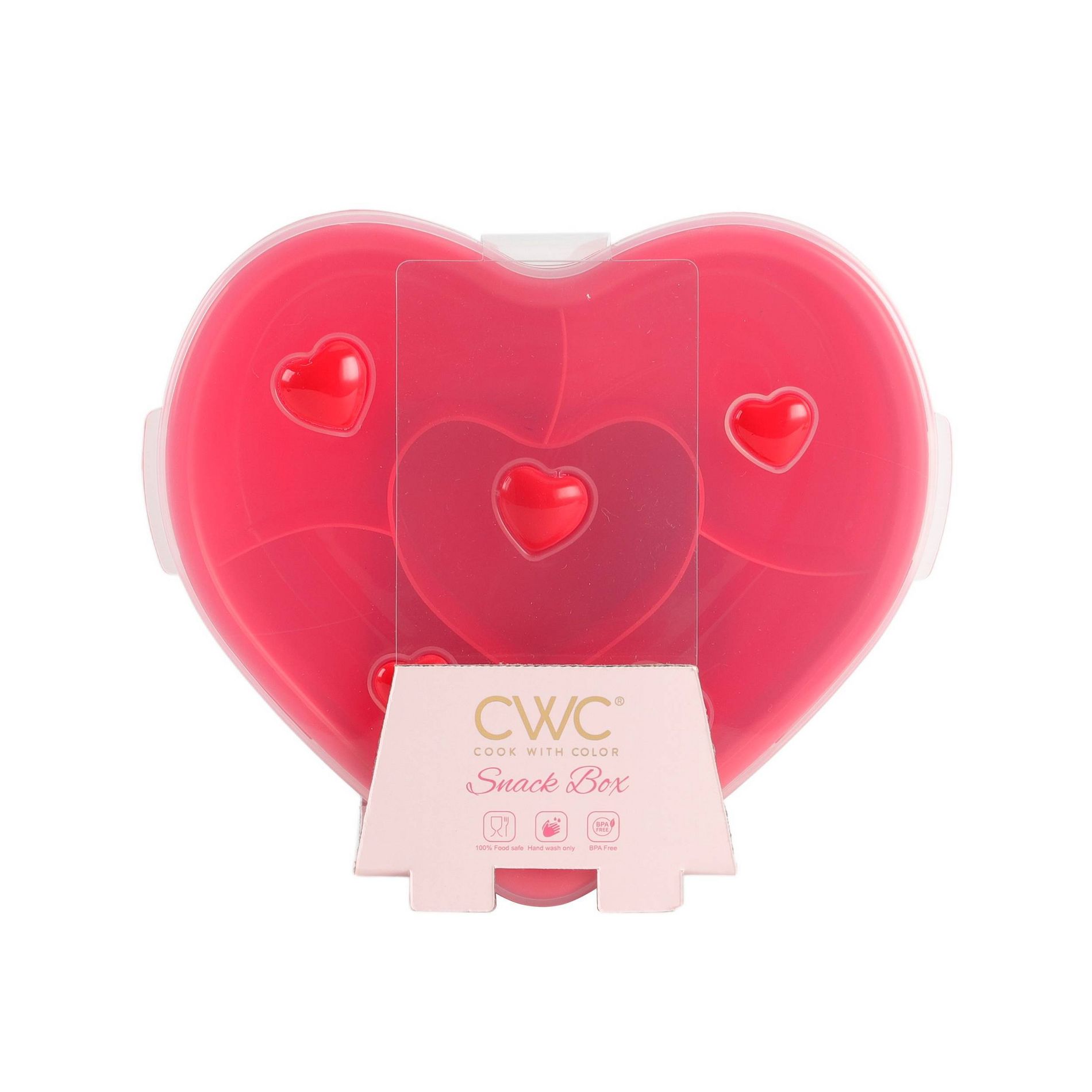 Cook With Color Heart Icons Personal Sized Snack Box Food Storage Container Red