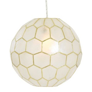 Storied Home Capiz Honeycomb Globe Pendant Light Capiz White Seashells - 1 of 4