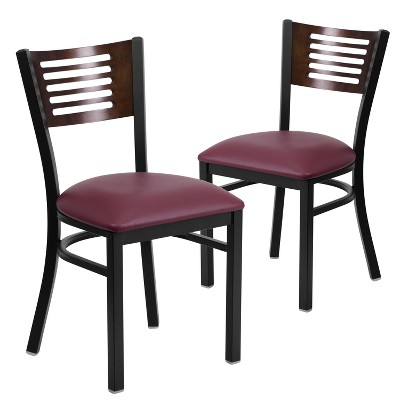 Emma and Oliver 2 Pack Decorative Slat Back Metal Restaurant Chair