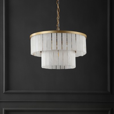 Kiandra White Marble and Gold Two-Tier Chandelier