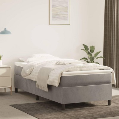vidaXL Light Gray Velvet Twin XL Box Spring Bed Frame - Stylish Bed Room Furniture