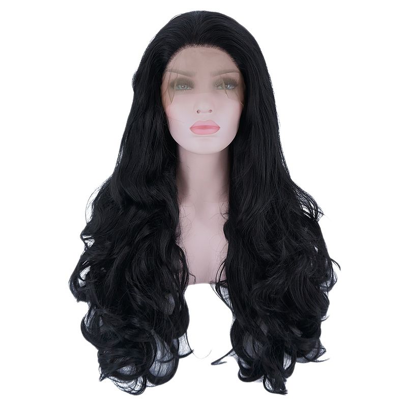 Unique Bargains Long Body Wave Lace Front Wigs Women's with Adjustable Wig Cap 24" Black 1PC, 1 of 6