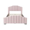 Okak Platform Bed Frame Velvet Upholstered Modern Bed with Vertical Channel Tufted Headboard Noise-Free No Springs Required - 4 of 4