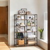6-Tier Tall Bookshelf, Large Metal Shelf for Living Room, Rustic Brown and Black - 2 of 4