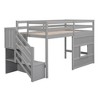 Twin Size Loft Bed with Storage Staircase and Window, White - 2 of 3