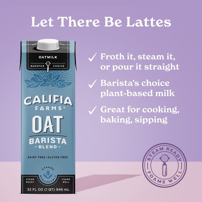 Califia Farms Oat Barista Blend Oat Milk - 1qt, 3 of 7