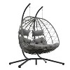DOMETOUR 2-Person Egg Chair with Stand: Indoor/Outdoor Wicker Hanging Basket for Bedroom, Living Room, Balcony - 2 of 4