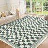 Machine Washable Area Rug for Living Room Geometric Printed Floor Cover Non Slip Checkered Rugs Stain Resistant Low Pile Carpet for Bedroom Kitchen - 2 of 4