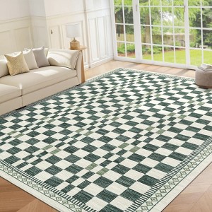 Modern Washable Area Rug for Living Room, Foldable Geometric Throw Carpet with Non Slip Backing, Low Pile Stain Resistant Floor Cover - 1 of 4