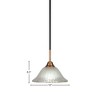Toltec Lighting Paramount 1 - Light Pendant in  Matte Black/Brass with 10" Frosted Crystal Shade - 2 of 2