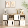 PDTEND Modern Wooden Storage Cabinet with Sliding Doors, 2-Tier Open & Closed Shelves, Natural Finish for Living Room, Bedroom - 4 of 4