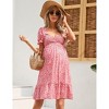 Clearlove Women's Chicken Heart Neck Short Sleeve Printed Comfortable Stylish Maternity Crop Dress - 3 of 4
