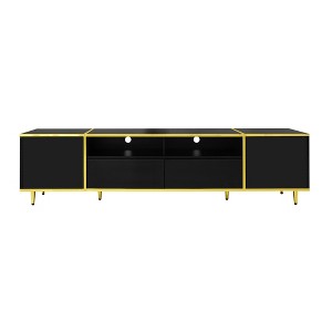 CLIHOME 70.9'' Modern TV Stand for TVs up to 80 Inches, LED Lights TV Storage Cabinet, Entertainment Center with 2 Shelves - 1 of 4