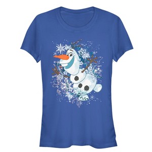 Juniors Womens Frozen Olaf Snowflake Storm T-Shirt - 1 of 3