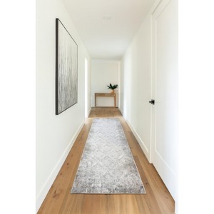 Home Mart Goods Beige Grey Cream Distressed Modern Thick Plush Runner Rug - 2'6" x 10' - 1 of 4