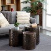 Metal Cylinder Accent Tables (Set of 3) Brown - Olivia & May - 3 of 4