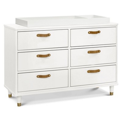 Warm White Tanner Classic 6-Drawer Dresser with Leather Handles