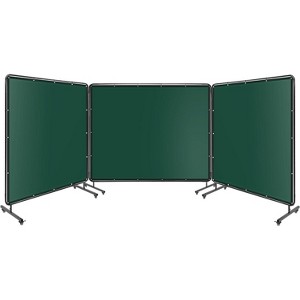 3 Panel 6x6FT Welding Screen, Flame Resistant PVC Curtain, Transparent Safety Panel, Lockable Wheels, Workshop Garage - 1 of 4