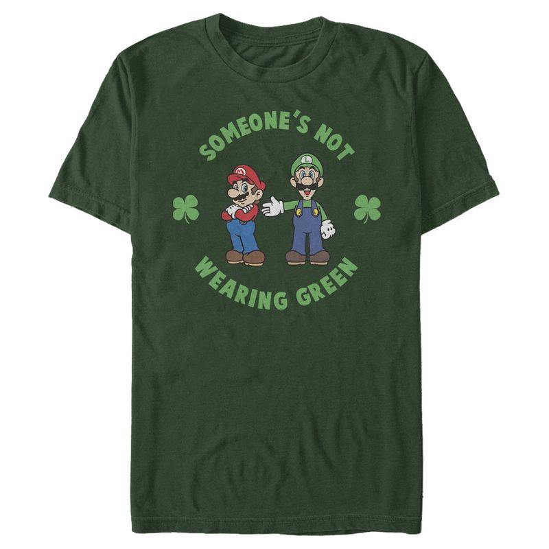 Men's Nintendo Super Mario and Luigi St. Patrick's Not Wearing T-Shirt, 1 of 5