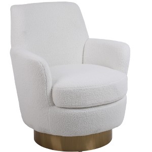 Lyngins Teddy Barrel Swivel Accent Chairs,Upholstered Arm Chairs with Gold Stainless Steel Base for Living Room,Bedroom - 1 of 4