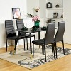 FurnitureR Dining Chairs PU Leather Set of 4, Armless High Back Chairs with Metal Frame, Ergonomic for Kitchen, Dining Room, Home Office, Black - 3 of 4