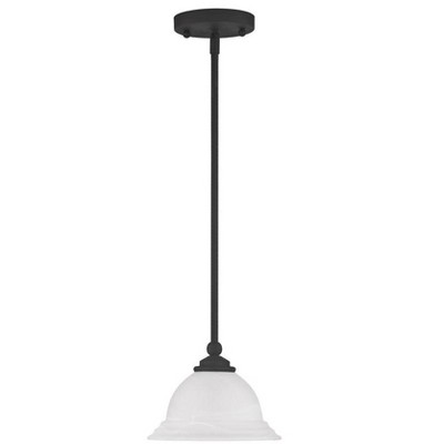 North Port Black Mini Pendant with White Alabaster Glass