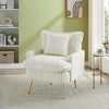 30.3'' Corduroy Single Chair Fashion Sofa with Solid Wood Frame, Ergonomic Backrest & Armrests and Gold Metal Legs - 2 of 4
