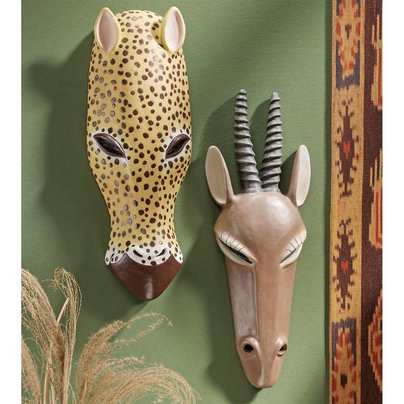 Design Toscano African Serengeti Inspired Animal Wall Mask: Gemsbok & Jaguar, 1 of 4