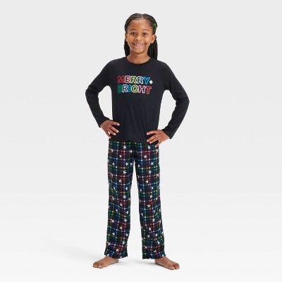 Girls' 2pc Christmas Plaid Merry & Bright Long Sleeve Pajama Set - Cat & Jack™ Black M