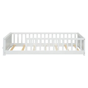 YOOCOZZ Twin Size Floor Platform Bed with Built-in Book Storage Rack and Guardrails - 1 of 4