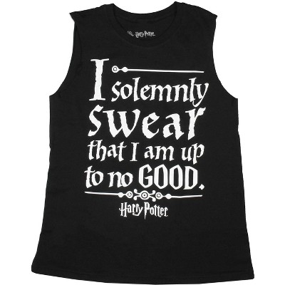 Seven Times Six Harry Potter Solemnly Swear Womens' Cut-Off Sleeve Muscle Juniors Tee T-Shirt Black