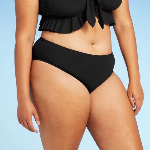 Frem Mejeriprodukter ensom Juniors' Plus Size Ribbed Cheeky Hipster Bikini Bottom - Xhilaration™ Black  3x : Target