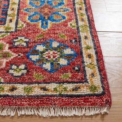 Samarkand Splendor Hand-Knotted Wool Rug in Red & Green - 8' x 10'