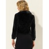 INSPIRE CHIC Women's Cropped Lapel Long Sleeve Fluffy Faux Fur Jackets - 4 of 4