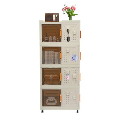 YIYIBYUS Storage Cabinet with Doors and Wheels, Plastic Narrow Slim Storage Cabinet
