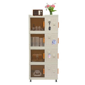 YIYIBYUS Storage Cabinet with Doors and Wheels, Plastic Narrow Slim Storage Cabinet - 1 of 4