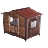Outdoor Large Wooden Dog House with Unique All-Around Iron Frame, Cabin Style Weatherproof Wooden Kennel for Large Dogs - Nertpow - 2 of 4