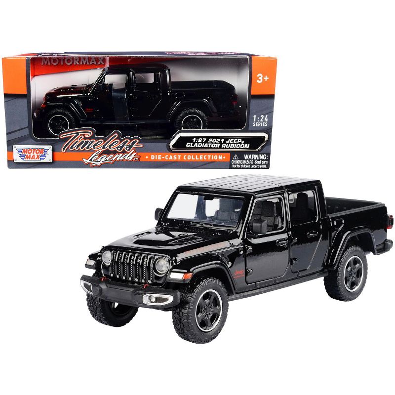 2021 Jeep Gladiator Rubicon (Closed Top) Pickup Truck Black 1/24-1/27 Diecast Model Car by Motormax, 1 of 4