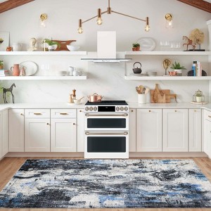Modern Abstract Area Rug - Low Pile Washable Throw Rug, Soft Non-Slip Indoor Carpet for Living Room, Bedroom, Dining Room, Foldable - 1 of 4