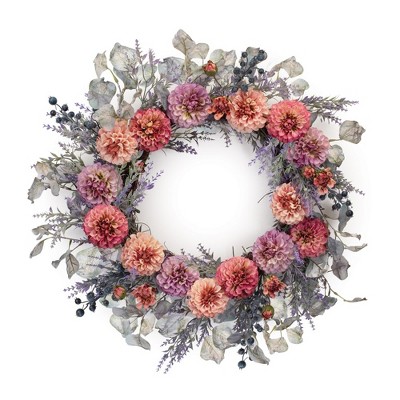 Melrose Zinnia Floral Wreath 24"D