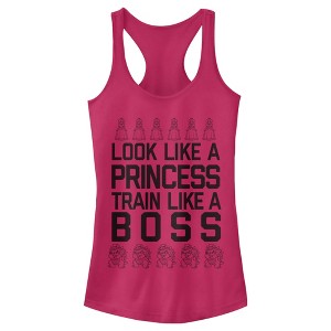 Juniors Womens Nintendo Princess Peach Train Like Boss Racerback Tank Top - 1 of 3