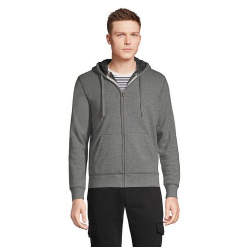 Lands' End Men's Serious Sweats Full Zip High Pile Fleece Hoodie - Small -  Pewter Heather : Target